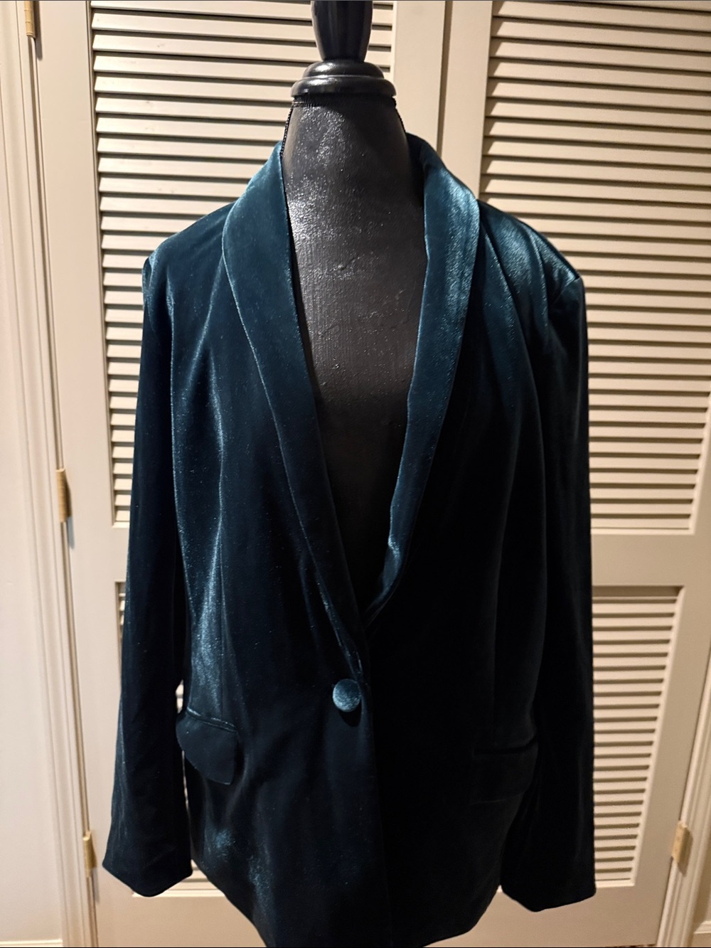 INC International Concepts Teal Velvet Shawl-Collar Blazer Jacket